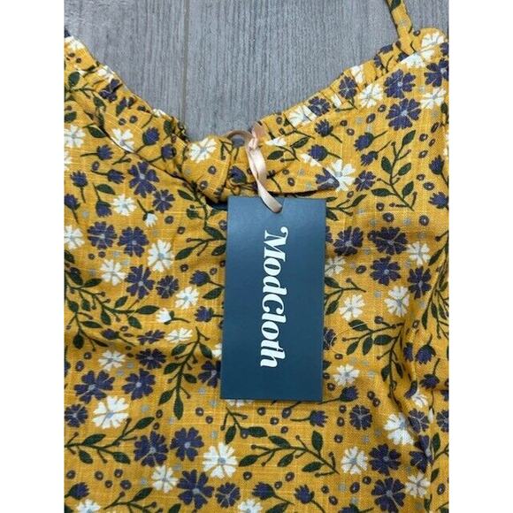 NWT ModCloth Womens Floral Spruced Up Summer Sleeveless V-Neck Yellow Tank Small - Picture 8 of 10